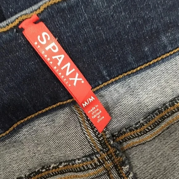 SPANX jeans legging pants Distressed Skinny Blue hi rise size m - Picture 2 of 5